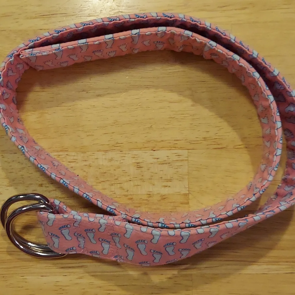 Vineyard Vines Baby Pink Barefoot Print Slide Belt